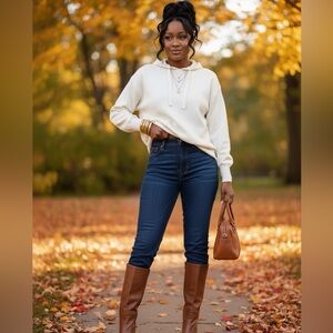 Elegant Cream Hoodie Sweater
